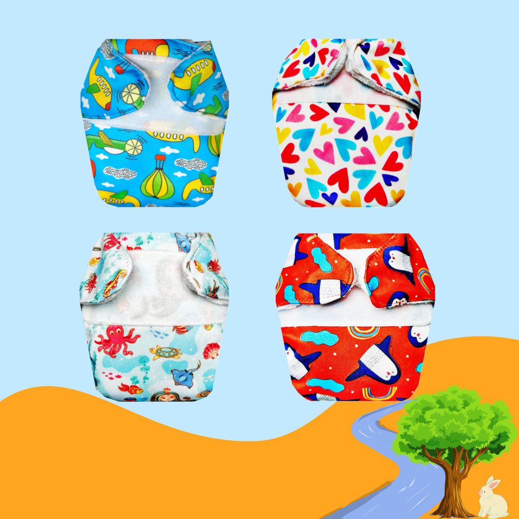 Printed Newborn Cloth Diaper with Built-in Insert