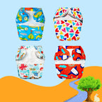Printed Newborn Cloth Diaper with Built-in Insert