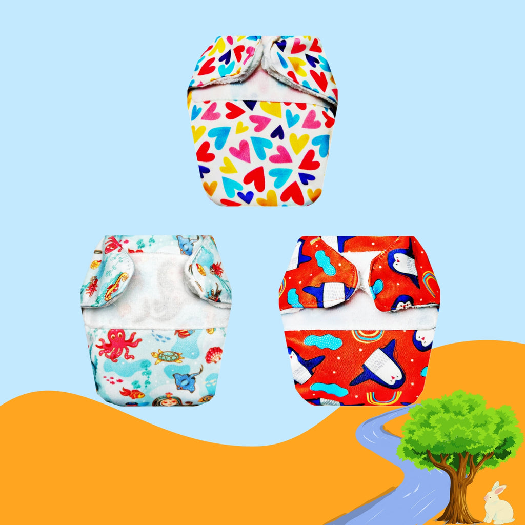 Printed Newborn Cloth Diaper with Built-in Insert