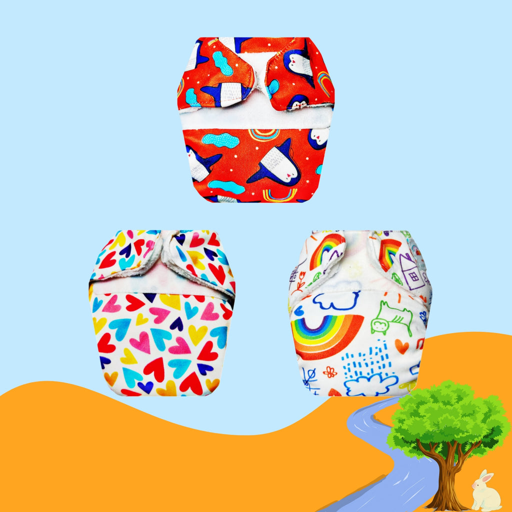 Printed Newborn Cloth Diaper with Built-in Insert