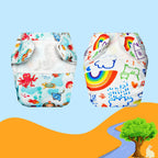 Printed Newborn Cloth Diaper with Built-in Insert